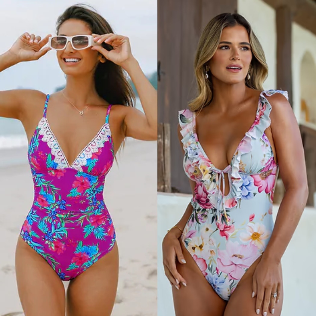 NWT Cupshe Ruffled Bow Tie Cheeky & Tummy Control One Piece Swimsuit Bundle Sz M
