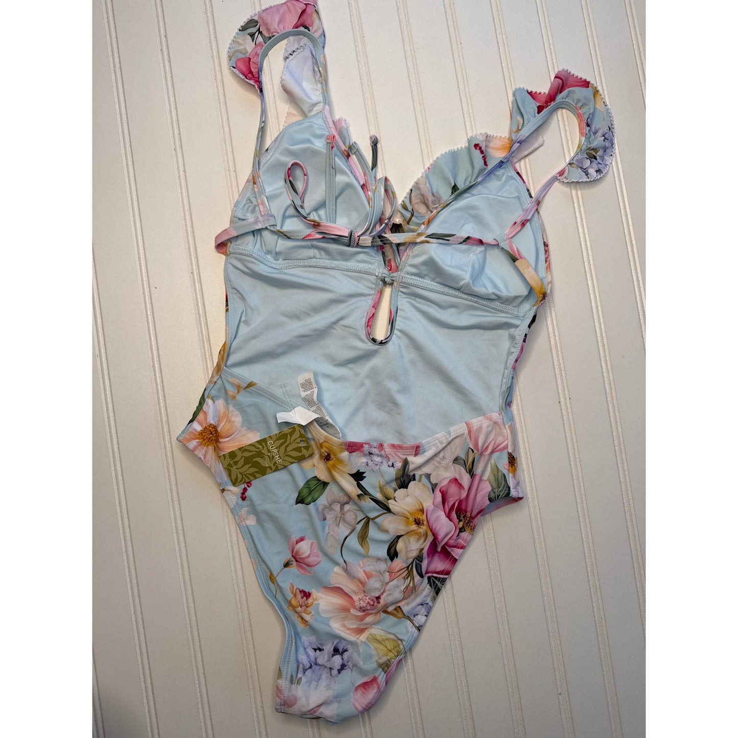 NWT Cupshe Ruffled Bow Tie Cheeky & Tummy Control One Piece Swimsuit Bundle Sz M