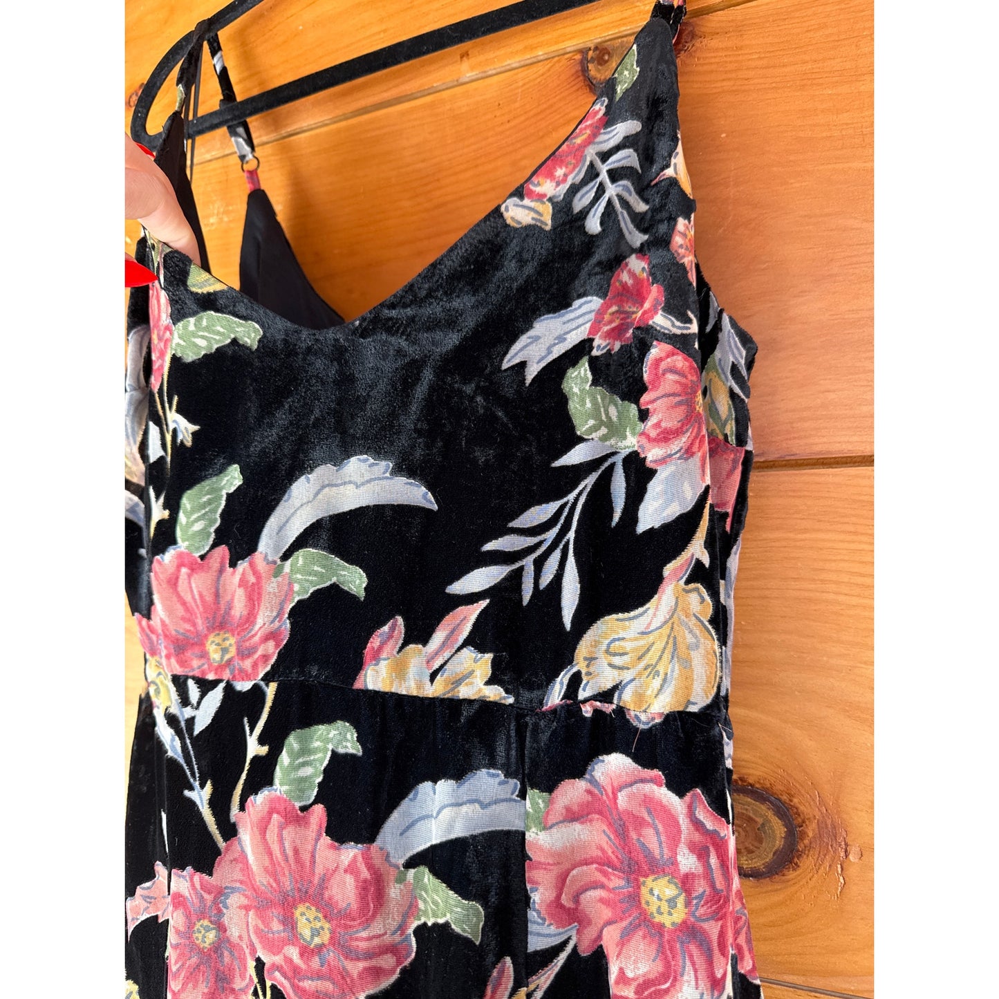 NWT Lulus Alluring Blooms Black Floral Burnout Velvet Maxi Dress Gala Banquet M
