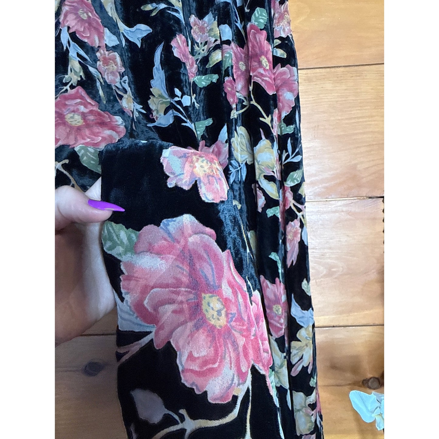 NWT Lulus Alluring Blooms Black Floral Burnout Velvet Maxi Dress Gala Banquet M